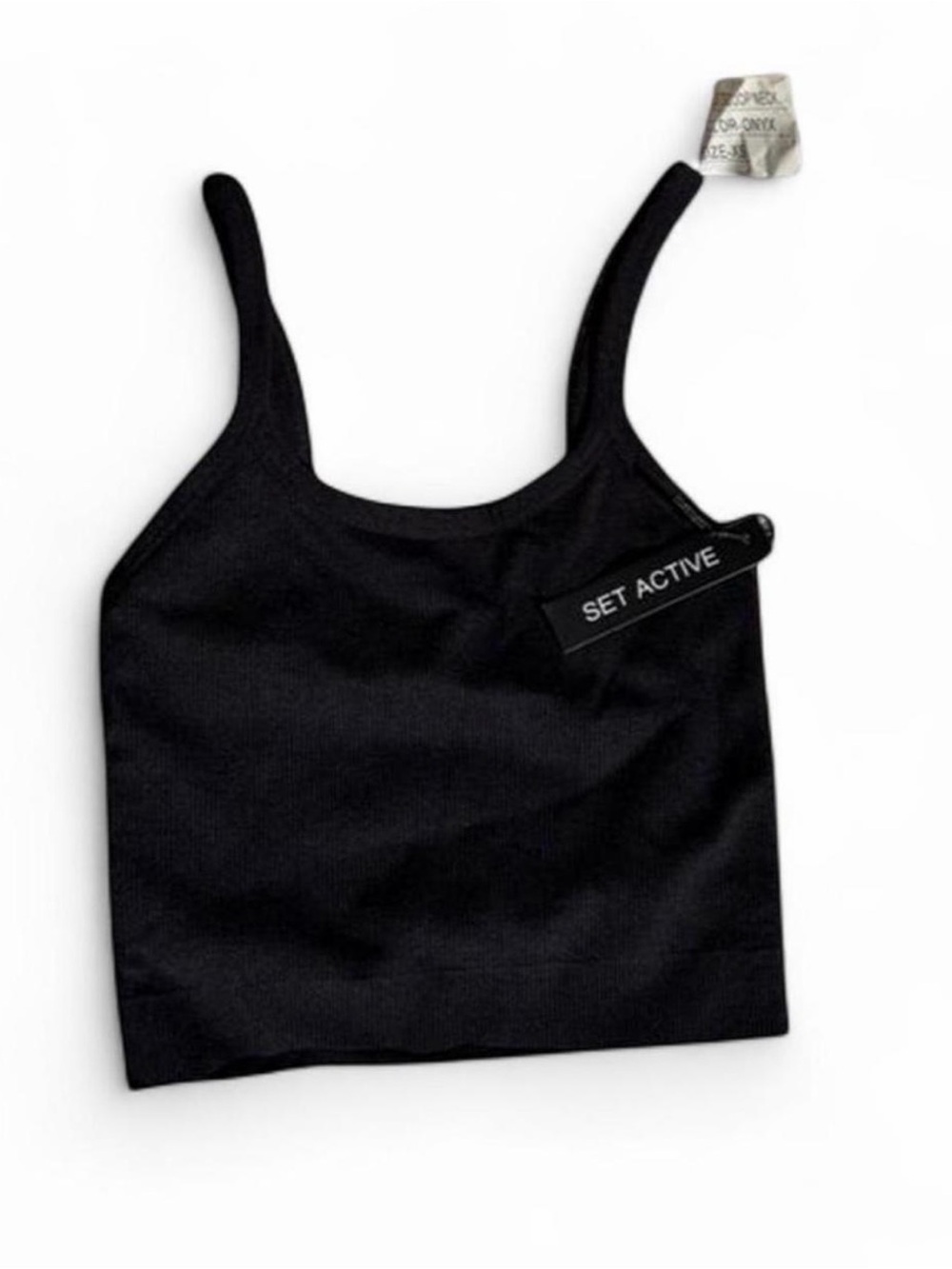 SET ACTIVE Black Crop Tank Top in Onyx